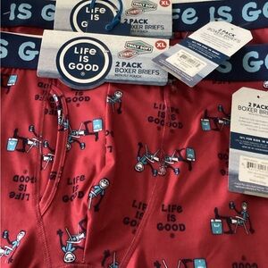 Life is Good Red/Gray Boxer Briefs Two 2-Packs (4 boxer briefs)